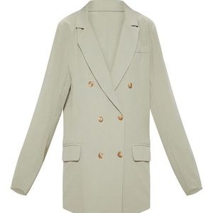 Pretty Little Thing Sage Shoulder Padded Woven Blazer